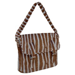 Skin Zebra Striped White Brown Buckle Messenger Bag