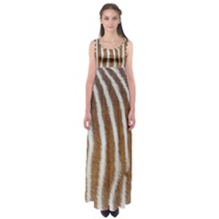 Skin Zebra Striped White Brown Empire Waist Maxi Dress by Pakrebo