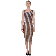 Skin Zebra Striped White Brown Sleeveless Pencil Dress by Pakrebo