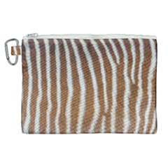 Skin Zebra Striped White Brown Canvas Cosmetic Bag (xl) by Pakrebo