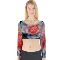 Favorite Rose  Long Sleeve Crop Top by okhismakingart