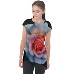 Favorite Rose  Cap Sleeve High Low Top by okhismakingart