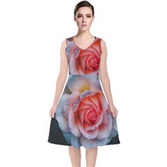 Favorite Rose  V-neck Midi Sleeveless Dress  by okhismakingart