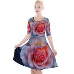 Favorite Rose  Quarter Sleeve A-line Dress by okhismakingart