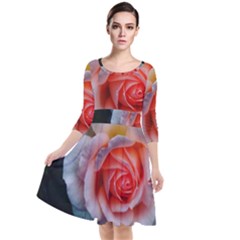 Favorite Rose  Quarter Sleeve Waist Band Dress by okhismakingart