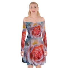 Favorite Rose  Off Shoulder Skater Dress by okhismakingart