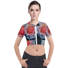 Favorite Rose  Short Sleeve Cropped Jacket by okhismakingart