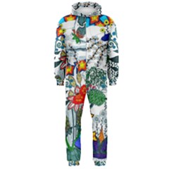 Moon And Flowers Abstract Hooded Jumpsuit (men)  by okhismakingart