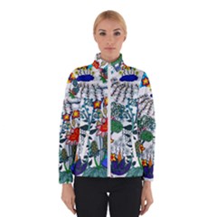 Moon And Flowers Abstract Winter Jacket by okhismakingart