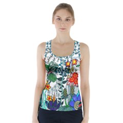 Moon And Flowers Abstract Racer Back Sports Top by okhismakingart