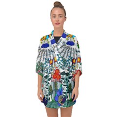 Moon And Flowers Abstract Half Sleeve Chiffon Kimono by okhismakingart