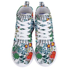 Moon And Flowers Abstract Women s Lightweight High Top Sneakers by okhismakingart