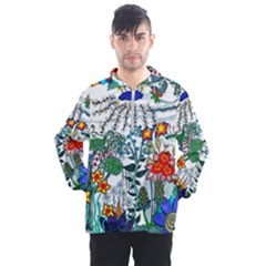 Moon And Flowers Abstract Men s Half Zip Pullover