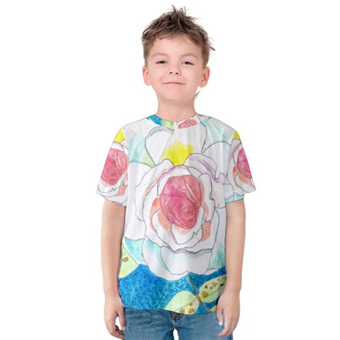 Favorite Rose Watercolor   Kids  Cotton Tee by okhismakingart