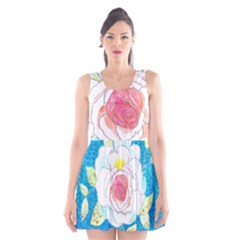 Favorite Rose Watercolor   Scoop Neck Skater Dress by okhismakingart