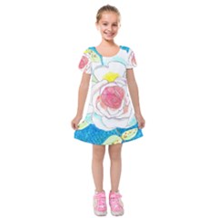 Favorite Rose Watercolor   Kids  Short Sleeve Velvet Dress by okhismakingart