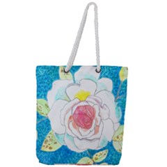 Favorite Rose Watercolor   Full Print Rope Handle Tote (large) by okhismakingart