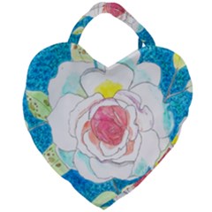 Favorite Rose Watercolor   Giant Heart Shaped Tote by okhismakingart