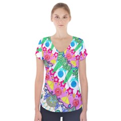 Plant Abstract Short Sleeve Front Detail Top by okhismakingart