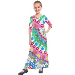 Plant Abstract Kids  Quarter Sleeve Maxi Dress by okhismakingart