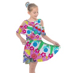 Plant Abstract Kids  Shoulder Cutout Chiffon Dress by okhismakingart