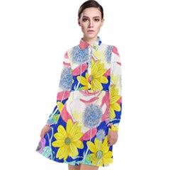 London Flora  Long Sleeve Chiffon Shirt Dress by okhismakingart