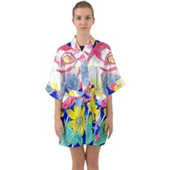 London Flora  Quarter Sleeve Kimono Robe by okhismakingart