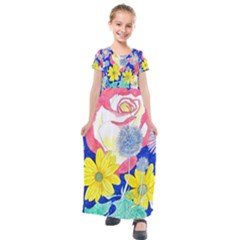 London Flora  Kids  Short Sleeve Maxi Dress by okhismakingart