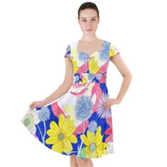 London Flora  Cap Sleeve Midi Dress by okhismakingart