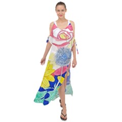 London Flora  Maxi Chiffon Cover Up Dress by okhismakingart