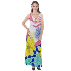 London Flora  Sleeveless Velour Maxi Dress by okhismakingart