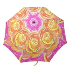 Orange Roses Watercolor Folding Umbrellas by okhismakingart