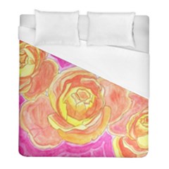 Orange Roses Watercolor Duvet Cover (full/ Double Size) by okhismakingart