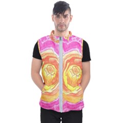 Orange Roses Watercolor Men s Puffer Vest by okhismakingart