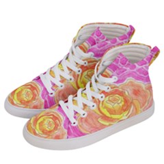 Orange Roses Watercolor Women s Hi-top Skate Sneakers by okhismakingart