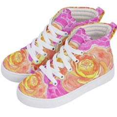 Orange Roses Watercolor Kids  Hi-top Skate Sneakers by okhismakingart