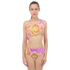 Orange Roses Watercolor Spliced Up Two Piece Swimsuit by okhismakingart