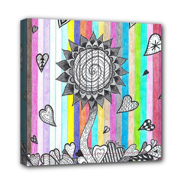 Striped Flower Mini Canvas 8  x 8  (Stretched)