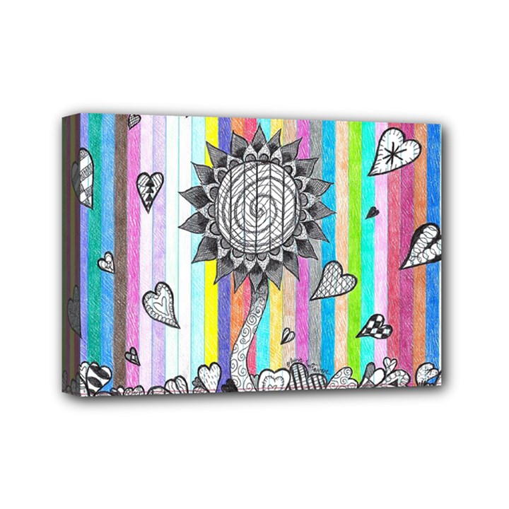 Striped Flower Mini Canvas 7  x 5  (Stretched)