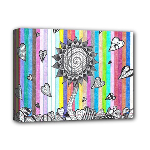 Striped Flower Deluxe Canvas 16  X 12  (stretched)  by okhismakingart