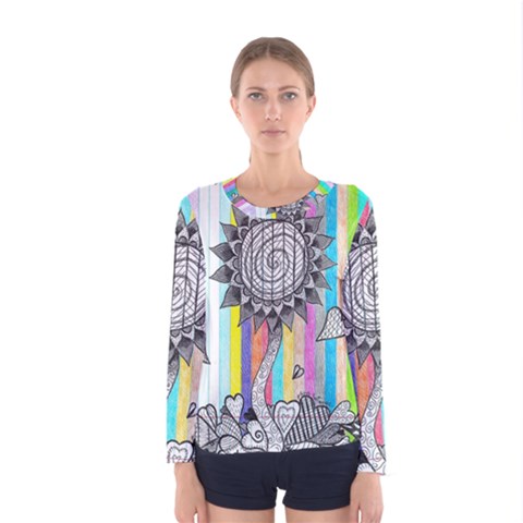 Striped Flower Women s Long Sleeve Tee by okhismakingart