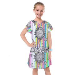 Striped Flower Kids  Drop Waist Dress by okhismakingart