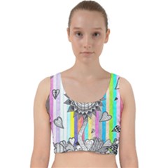 Striped Flower Velvet Racer Back Crop Top by okhismakingart