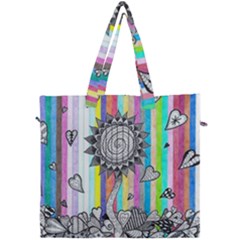 Striped Flower Canvas Travel Bag by okhismakingart