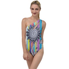 Striped Flower To One Side Swimsuit by okhismakingart