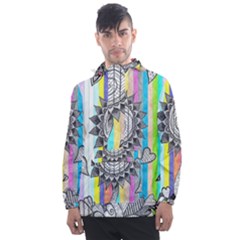 Striped Flower Men s Front Pocket Pullover Windbreaker by okhismakingart