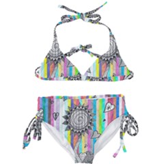 Striped Flower Kids  Classic Bikini Set by okhismakingart