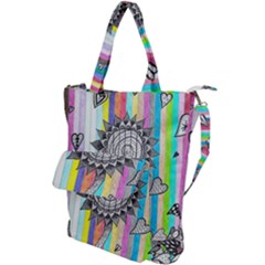 Striped Flower Shoulder Tote Bag by okhismakingart