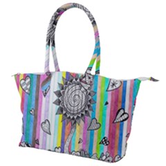 Striped Flower Canvas Shoulder Bag by okhismakingart