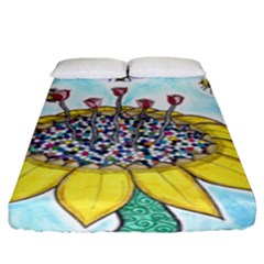 Bees At Work In Blue  Fitted Sheet (king Size) by okhismakingart